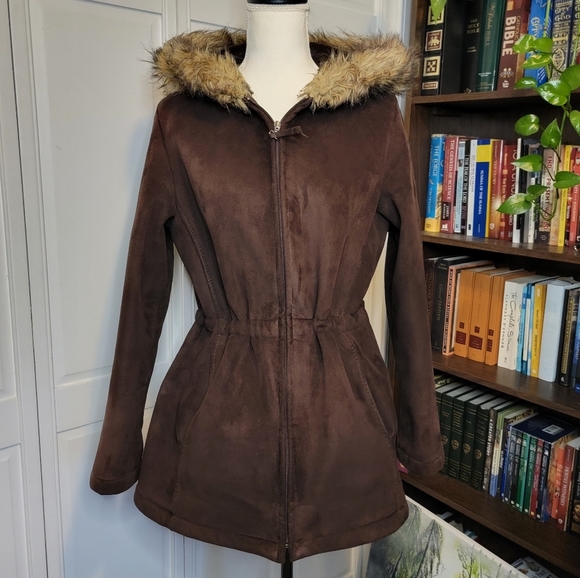 Liz Clairborne Faux Suede/Fur Coat Size Medium (8/10)‎ - Picture 4 of 11
